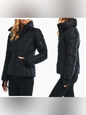 SAM. New York Women’s Freestyle Zip Puffer Jacket Matte Black Down Size Small